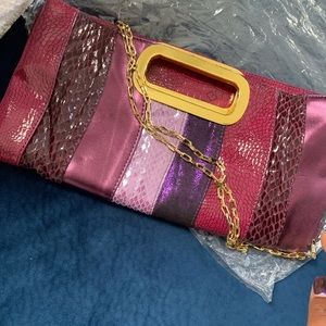 Authentic Aldo Purple Gold Clutch/ Shoulder Bag
